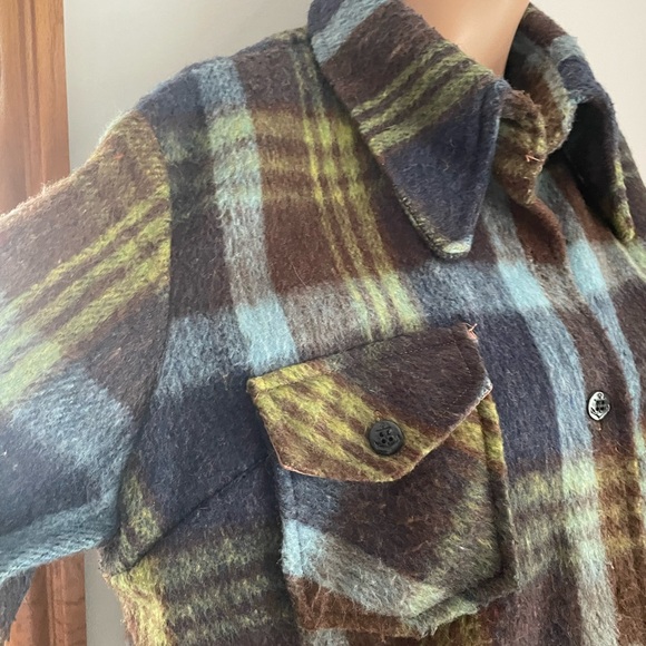 RARE PTP23” pure hippie wool vintage chore coat shacket plaid blues with jeans😱 - Picture 5 of 8